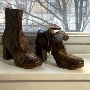 Snake leather booties like new